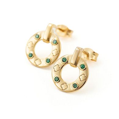 Belinda Jewelz 18k Gold Plated Vermeil Emerald Clover Stud Earrings