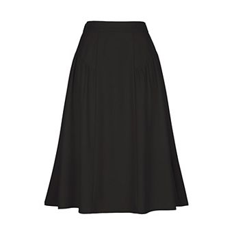 Pleated Midi Skirt for Women Vintage High Waisted Flowy A-Line Casual Work Skirts