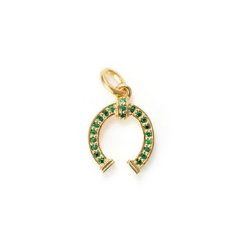 Belinda Jewelz 18k Gold Plated Vermeil Emerald Horse Shoe Charm