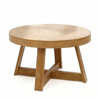 Modern Round Coffee Table: 30" Pine Wood, Slim Design for Small Spaces