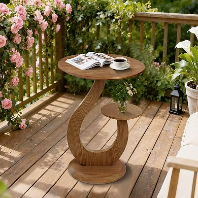 Mid-Century Modern Double Layer Side Table for Small Spaces