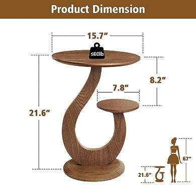 Mid-Century Modern Double Layer Side Table for Small Spaces