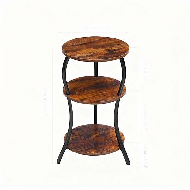 Rustic 3-Tier Round End Table for Small Spaces