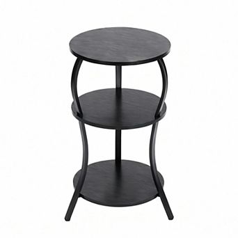 Rustic 3 tier Round End Table for Small Spaces