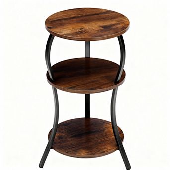 Rustic 3 tier Round End Table for Small Spaces