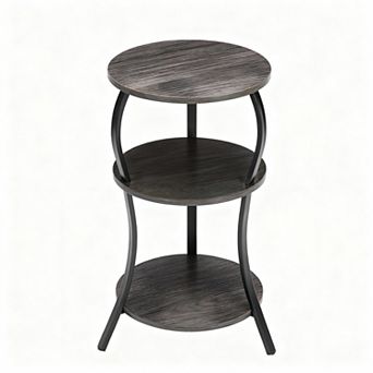 Rustic 3 tier Round End Table for Small Spaces