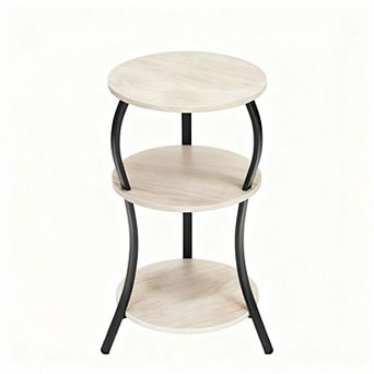 Rustic 3 tier Round End Table for Small Spaces