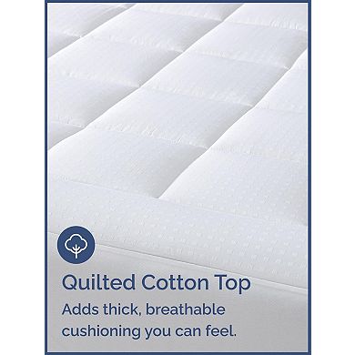 Luxury Quilted Mattress Pad Breathable Cotton Pillow Top Protector