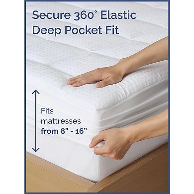 Luxury Quilted Mattress Pad Breathable Cotton Pillow Top Protector
