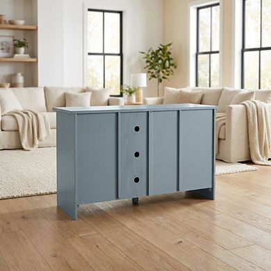 Ocean Blue Hardwood Entertainment Stand with 2 Doors