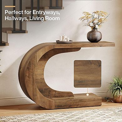 Mid-Century Modern Console Table for Entryway - Compact, C-Shaped, Sturdy, Versatile