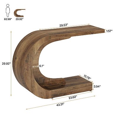 Mid-Century Modern Console Table for Entryway - Compact, C-Shaped, Sturdy, Versatile