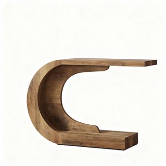 Mid-Century Modern Console Table for Entryway - Compact, C-Shaped, Sturdy, Versatile