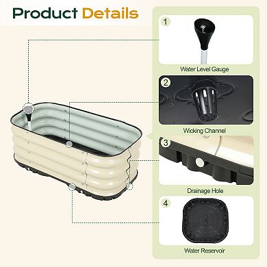 Aoodor Galvanized Raised Garden Bed 31.5'' Self-Watering Planter Box
