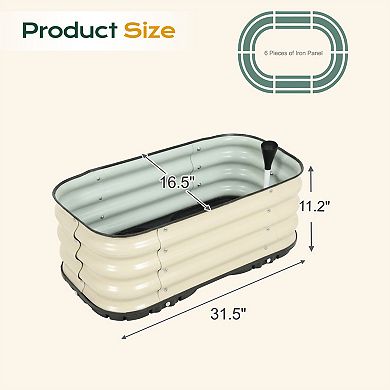 Aoodor Galvanized Raised Garden Bed 31.5'' Self-Watering Planter Box