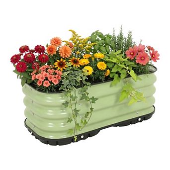 Aoodor Galvanized Raised Garden Bed 31.5'' Self-Watering Planter Box
