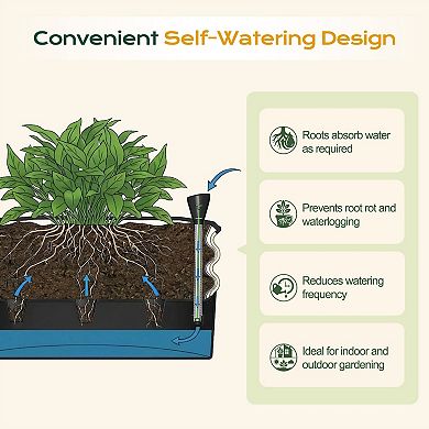 Aoodor Galvanized Raised Garden Bed 16.5'' Self-Watering Planter Box
