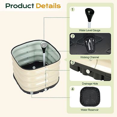 Aoodor Galvanized Raised Garden Bed 16.5'' Self-Watering Planter Box