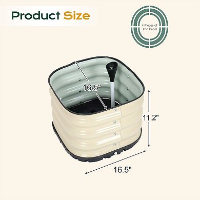 Aoodor Galvanized Raised Garden Bed 16.5'' Self-Watering Planter Box
