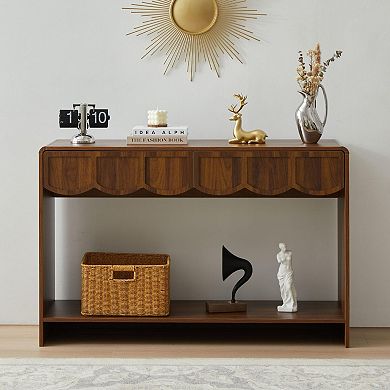 Mid-Century Console Table with Corrugated Drawers