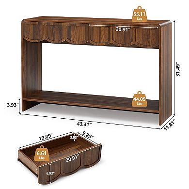Mid-Century Console Table with Corrugated Drawers