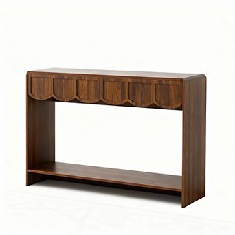 Mid-Century Console Table with Corrugated Drawers