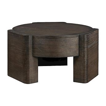 Brown Steel Round Coffee Table with Sturdy Frame and Sleek Design