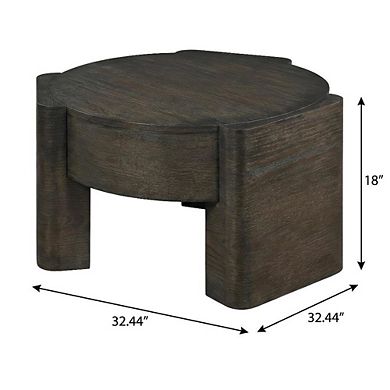 Brown Steel Round Coffee Table with Sturdy Frame and Sleek Design