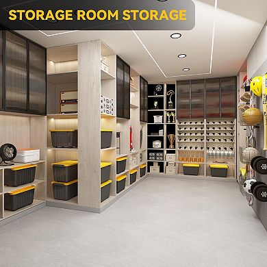 Stackable & Nestable 97 Quart Storage Bins with Secure Buckles