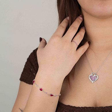 Belinda Jewelz Sterling Silver Ruby Pave Heart Pendant Necklace