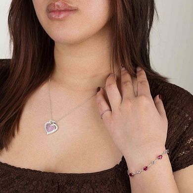 Belinda Jewelz Sterling Silver Ruby Pave Heart Pendant Necklace