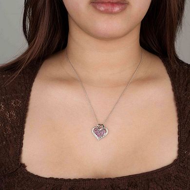 Belinda Jewelz Sterling Silver Ruby Pave Heart Pendant Necklace