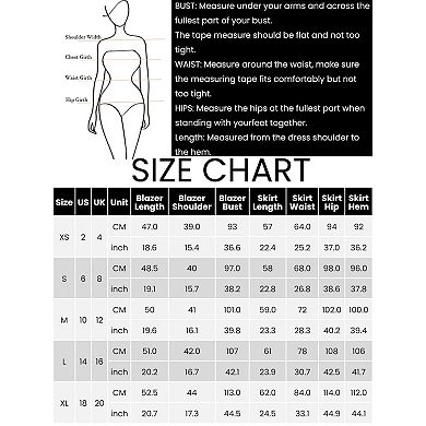 Business Skirt Suit Set for Women 2 Piece Office Work Open Front Cropped Blazer Jacket Pencil Skirt
