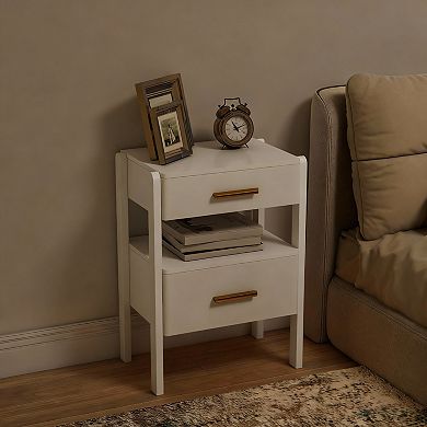 Modern side table with storage and sensor lighting, bedside table