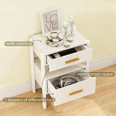 Modern side table with storage and sensor lighting, bedside table