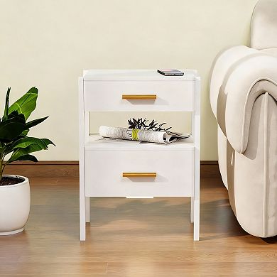 Modern side table with storage and sensor lighting, bedside table