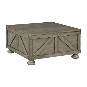 Wood Hidden Storage Coffee Table with Pine Veneer and MDF
