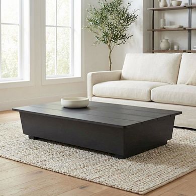 Black Aluminum Coffee Table Modern Rectangle Top Lightweight Design