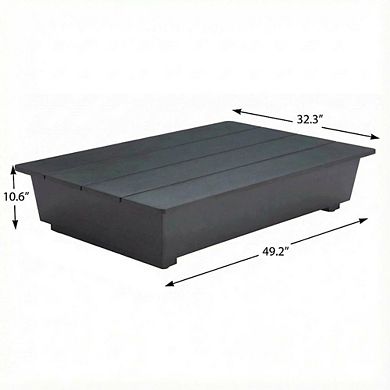 Black Aluminum Coffee Table Modern Rectangle Top Lightweight Design