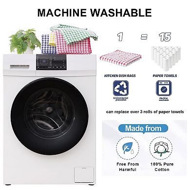 Soft & Absorbent Cotton Dish Cloths - 8 Pack, 12x12in, Quick Dry, Machine Washable