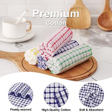 Soft & Absorbent Cotton Dish Cloths - 8 Pack, 12x12in, Quick Dry, Machine Washable