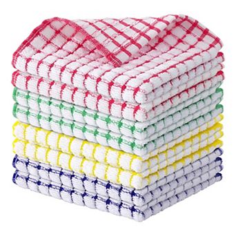 Soft & Absorbent Cotton Dish Cloths - 8 Pack, 12x12 in Quick Dry, Machine Washable