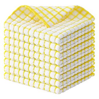 Soft & Absorbent Cotton Dish Cloths - 8 Pack, 12x12 in Quick Dry, Machine Washable