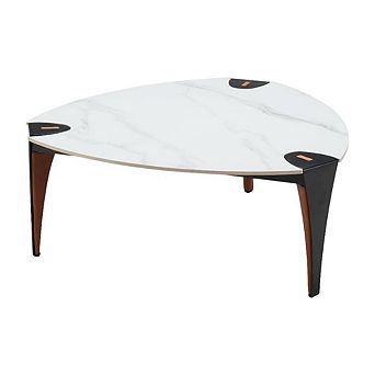 Multicolor Coffee Table with Sintered Stone Top and Steel Frame Modern Design