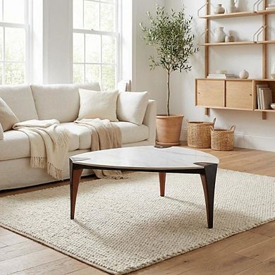 Multicolor Coffee Table with Sintered Stone Top and Steel Frame Modern Design