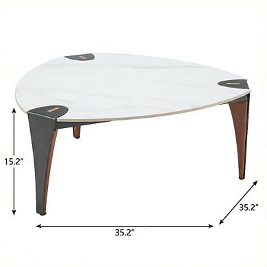Multicolor Coffee Table with Sintered Stone Top and Steel Frame Modern Design
