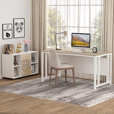 Two-drawer mobile file cabinet with storage, printer stand, suitable for home office