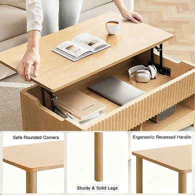Lift Top Coffee Table with Storage - Modern Design for Living Room