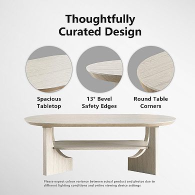 Midcentury Modern 47" Oval Coffee Table with Storage