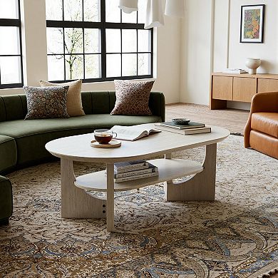 Midcentury Modern 47" Oval Coffee Table with Storage